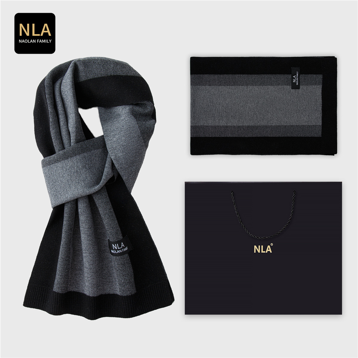 Wool Scarf Men - Gift Box Knitted Men's Wool Scarf