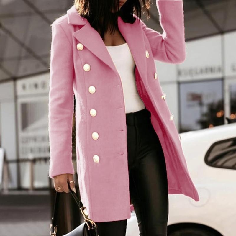 652F Womens Fall Winter Wool C - Wool Coat Peacoat ulasan dan harga