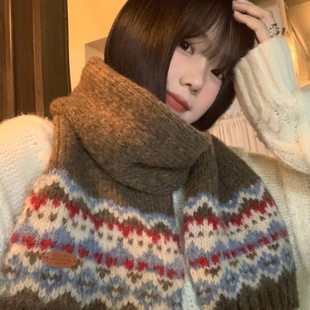 Classic Wool Jacquard Knitted  - Wool Scarf Men ulasan dan harga