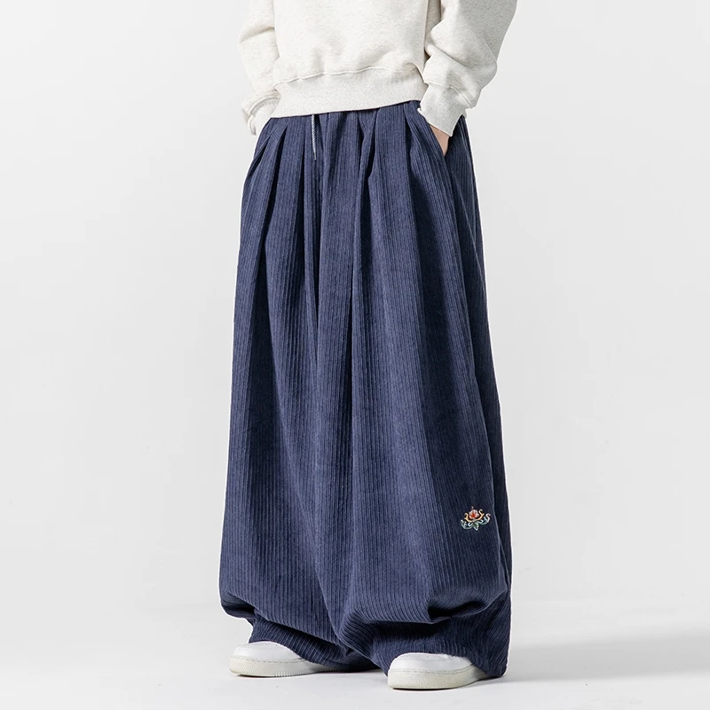 Men Corduroy Wide Leg Pants Me - Corduroy Pant Warm ulasan dan harga