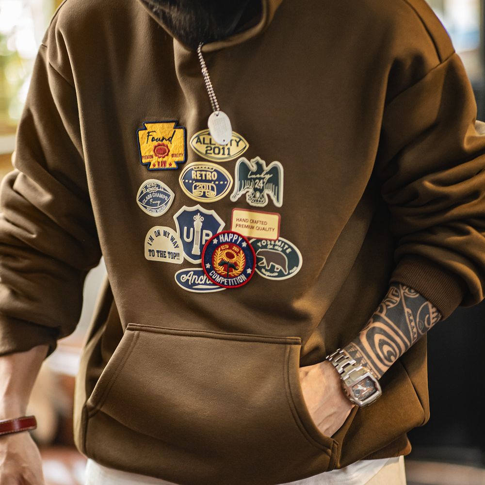 Maden Vintage Men's Embroidere - Sherpa Hoodie Fleece ulasan dan harga