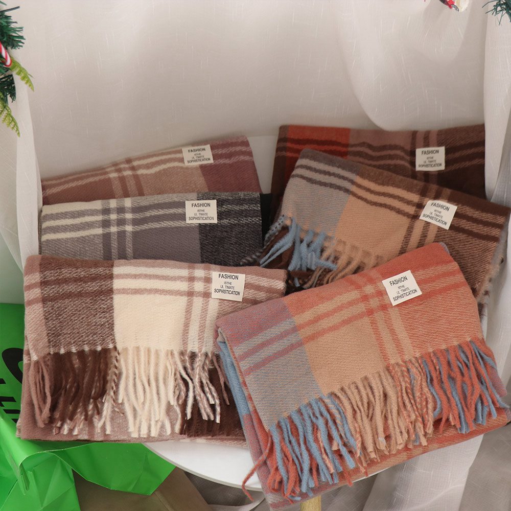 Casual Windproof Plaid Wool Sc - Wool Scarf Men ulasan dan harga
