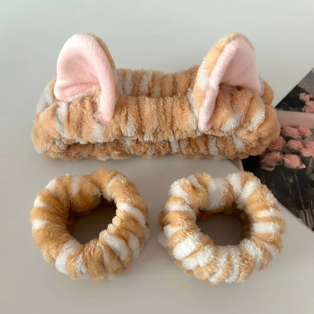 3pcs/set Leopard Print Cute Ca - Winter Headband Fleece ulasan dan harga