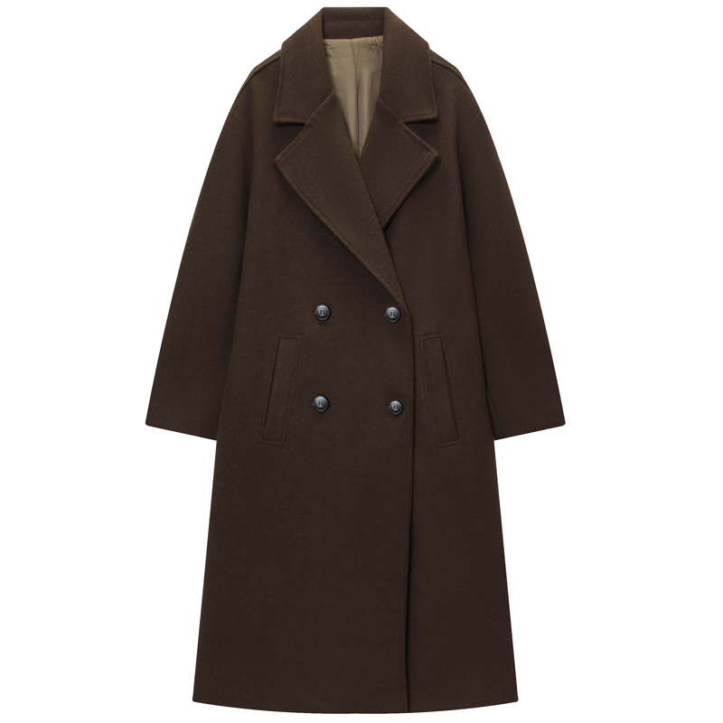 HXAO Women's Coat Brown Tweed  - Wool Coat Peacoat ulasan dan harga