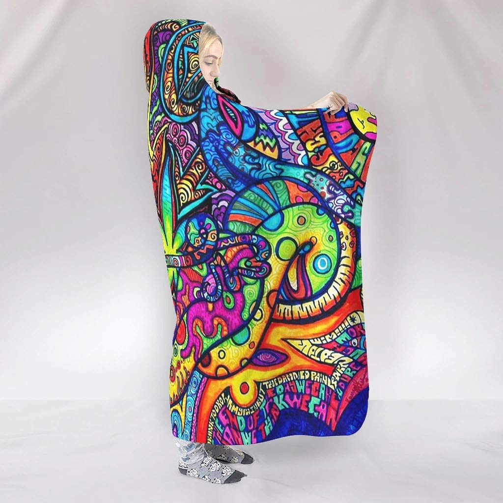 Abstract Bright Trippy Rainbow - Sherpa Hoodie Fleece ulasan dan harga