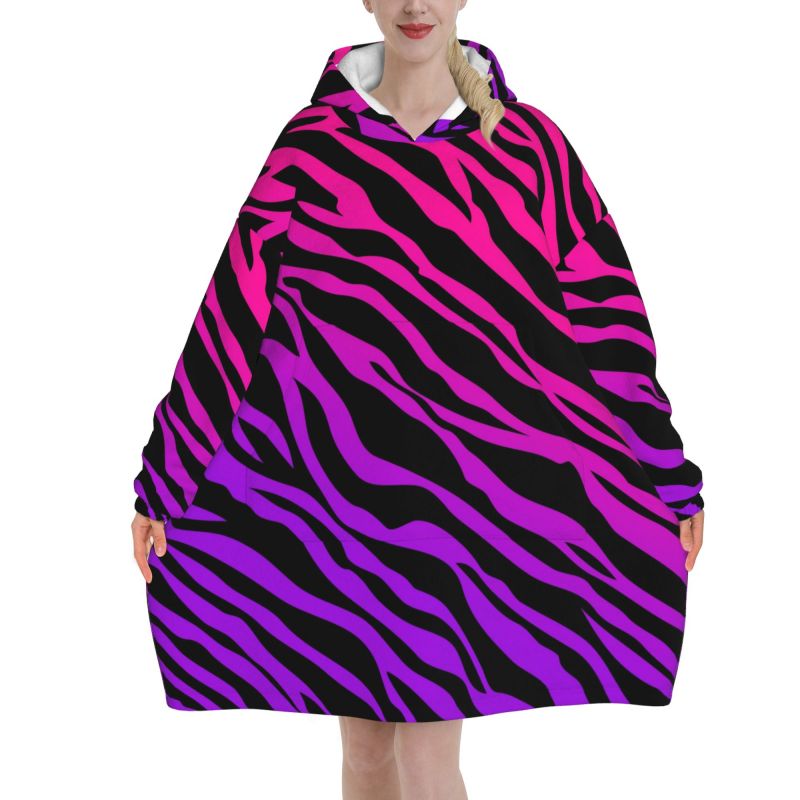 Zebra Stripe Print Wearable Bl - Sherpa Hoodie Fleece ulasan dan harga