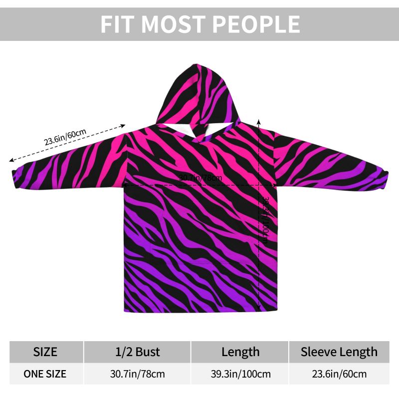 Zebra Stripe Print Wearable Bl - Sherpa Hoodie Fleece ulasan dan harga