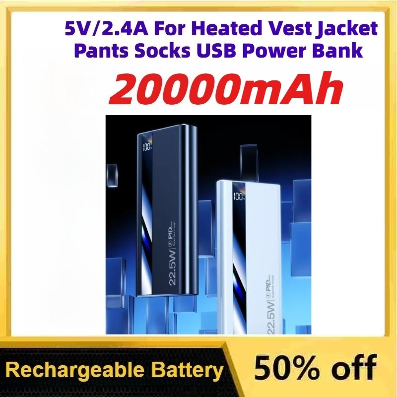 10000-20000mAh 5V/2.4A Portabl - Heated Vest Battery ulasan dan harga