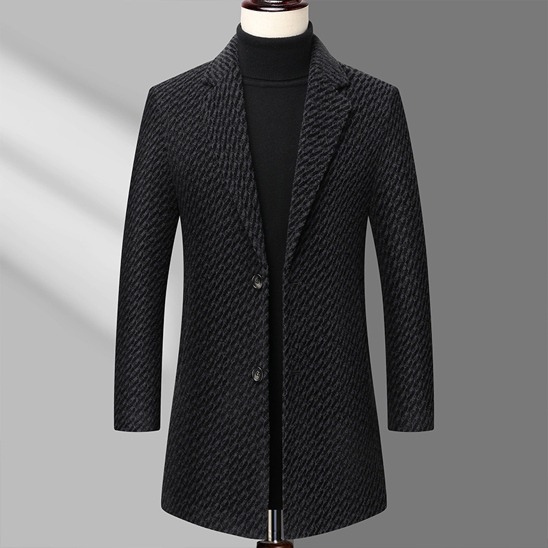 Long Coat Men Mens Wool Jacket - Wool Coat Peacoat ulasan dan harga