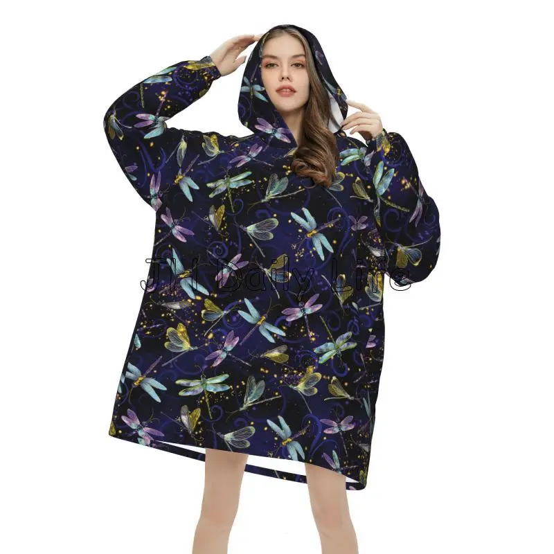 Dragonfly Galaxy Wearable Blan - Sherpa Hoodie Fleece ulasan dan harga