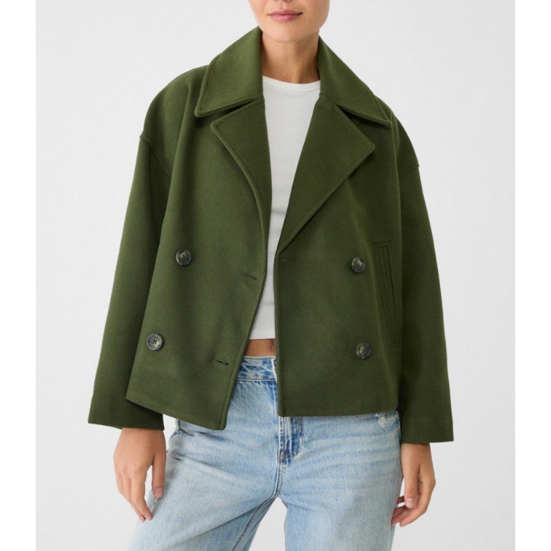 Women's Oversized Double Breas - Wool Coat Peacoat ulasan dan harga