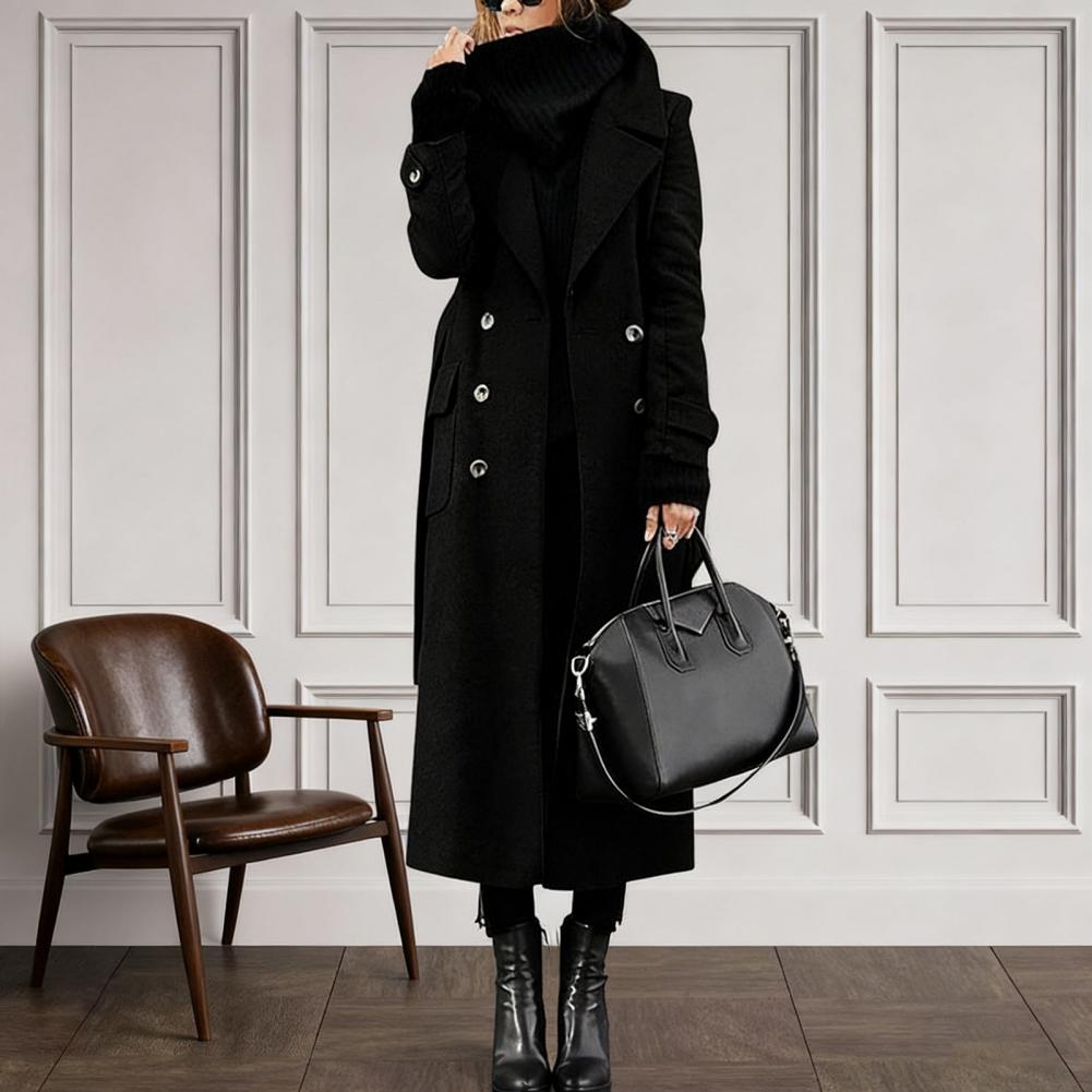 Women Coat Women's Double Brea - Wool Coat Peacoat ulasan dan harga