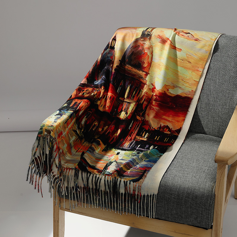 Luxury Brand Oil Painting Cash - Cashmere Pashmina Wrap ulasan dan harga