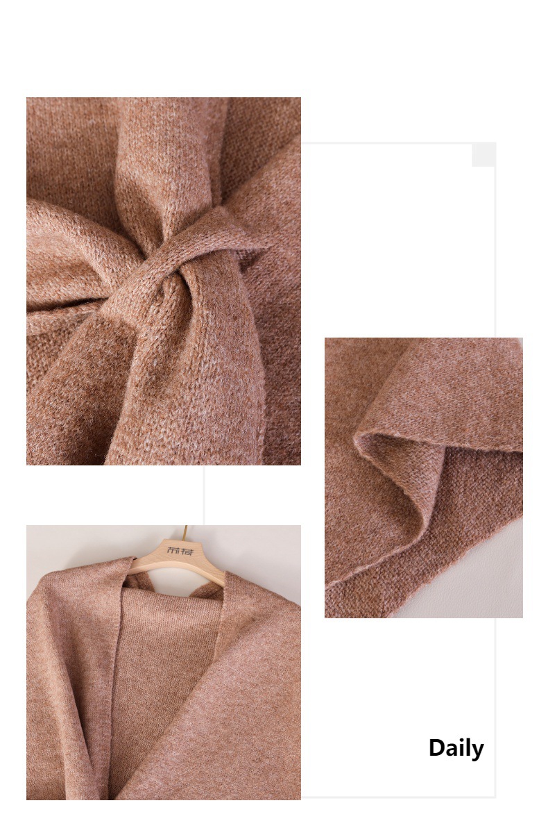 Simple Solid Color Knitted Tri - Shawl Wrap Winter ulasan dan harga