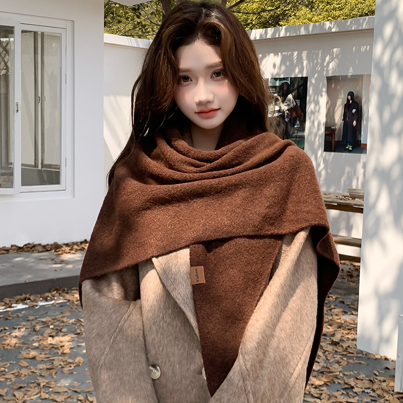 Simple Solid Color Knitted Tri - Shawl Wrap Winter ulasan dan harga